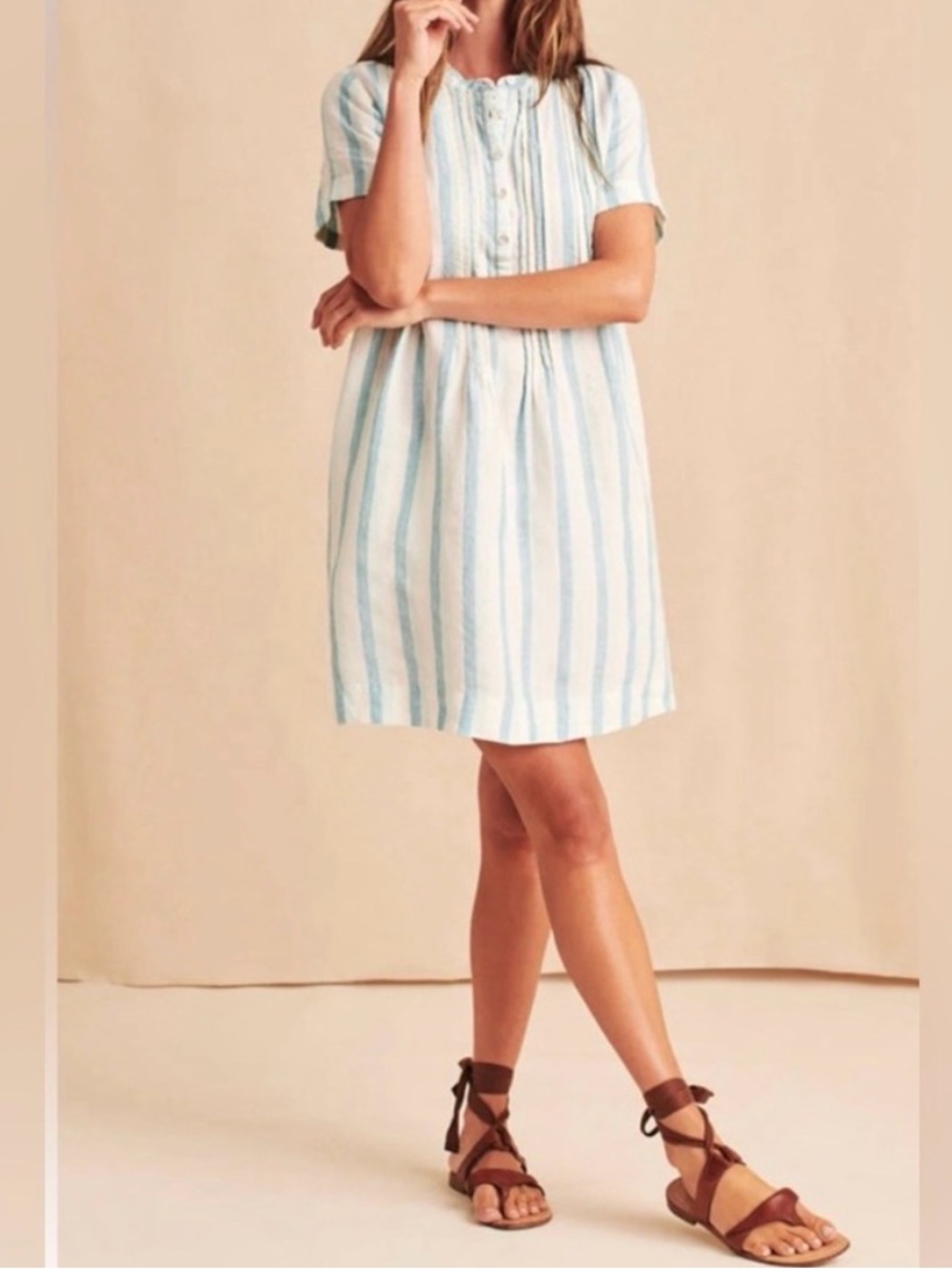 Light Blue Stripe Short Sleeve Dress